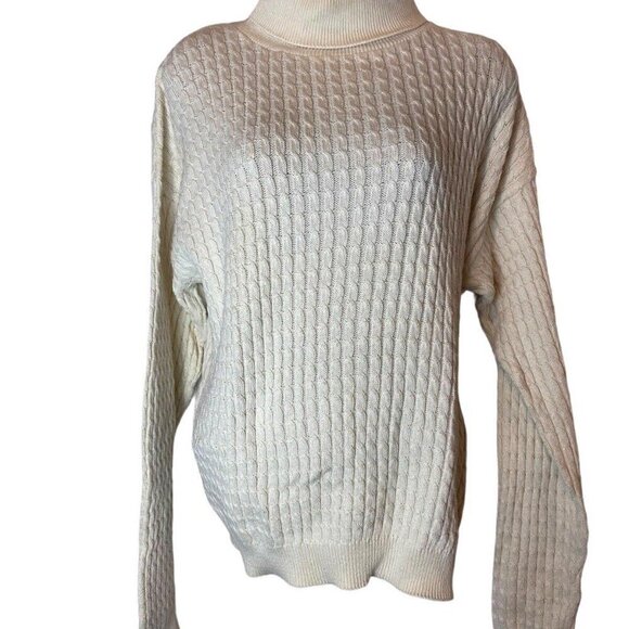 Country Sophisticates by Pendleton Cream Cable Knit Turtleneck Sweater Size Med - Picture 1 of 9